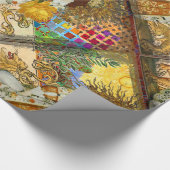 ヴィンテージウーマンゴールデンサン:レオ〔占星術の〕十二宮図コラージアート ラッピングペーパー (角)