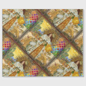 ヴィンテージウーマンゴールデンサン:レオ〔占星術の〕十二宮図コラージアート ラッピングペーパー (フラット)