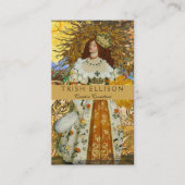 ヴィンテージウーマンゴールデンサン：レオ〔占星術の〕十二宮図コラージアート 名刺 (正面)