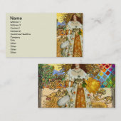 ヴィンテージウーマンゴールデンサン:レオ〔占星術の〕十二宮図コラージアート 名刺 (正面/裏面)