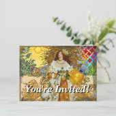 ヴィンテージウーマンゴールデンサン:レオ〔占星術の〕十二宮図コラージアート 招待状 (スタンド正面)