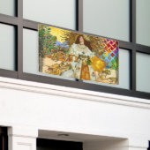 ヴィンテージウーマンゴールデンサン：レオ〔占星術の〕十二宮図コラージアート 横断幕 (ビルの外側)