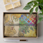 ヴィンテージウーマンゴールデンサン：レオ〔占星術の〕十二宮図コラージアート 薄葉紙 (ギフト)