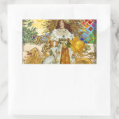 ヴィンテージウーマンゴールデンサン:レオ〔占星術の〕十二宮図コラージアート 長方形シール (バッグ)