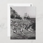 ヴィンテージウーマンズアズメルメイズオンビーチ ポストカード (正面/裏面)