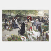 ヴィンテージウーマンパリフラワーマーケットデクページ ラッピングペーパーシート (正面3)