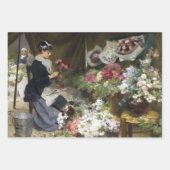 ヴィンテージウーマンパリフラワーマーケットデクページ ラッピングペーパーシート (正面2)