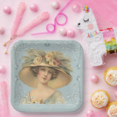 ヴィンテージウーマンフローラハット紙プレート ペーパープレート (パーティー)