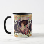 ヴィンテージウーマン喫煙シガレットドリンクシャンパン マグカップ (左)