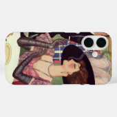 ヴィンテージウーマン喫煙シガレットドリンクシャンパン Case-Mate iPhoneケース (裏面 (横))
