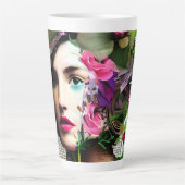 ヴィンテージウーマン紙コラージュアート カフェラテマグ (正面)