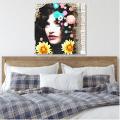 ヴィンテージウーマン紙コラージュアート キャンバスプリント (インサイチュ (寝室))