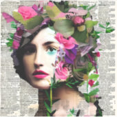 ヴィンテージウーマン紙コラージュアート シール (正面)