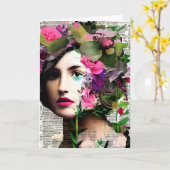 ヴィンテージウーマン紙コラージュ叔母の誕生日 カード (黄色い花)