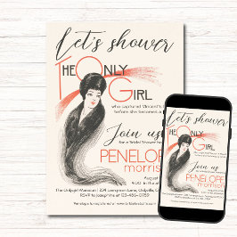 ヴィンテージウーマン – 唯一の女の子ブライダルシャワー 招待状