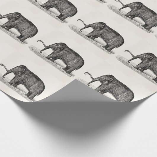 ヴィンテージウールマンモスイラストレーションウールマンモス ラッピングペーパー (角)