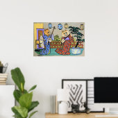 ヴィンテージウ日本のインミュージカル猫ポスタープリント ポスター (ホームオフィス)