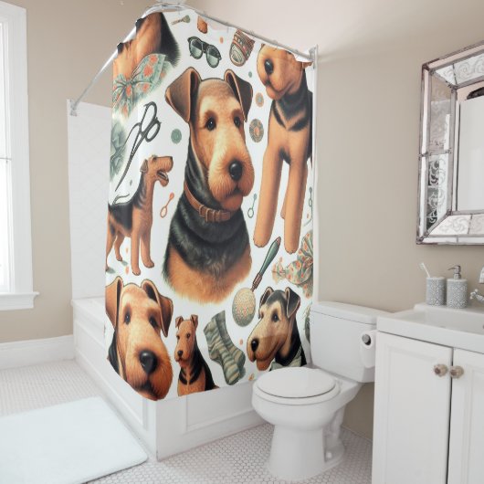 ヴィンテージエアデールテリアシームレス シャワーカーテン (インサイチュ)