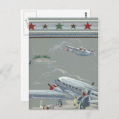 ヴィンテージエアトラベルinグレー ポストカード (正面/裏面)