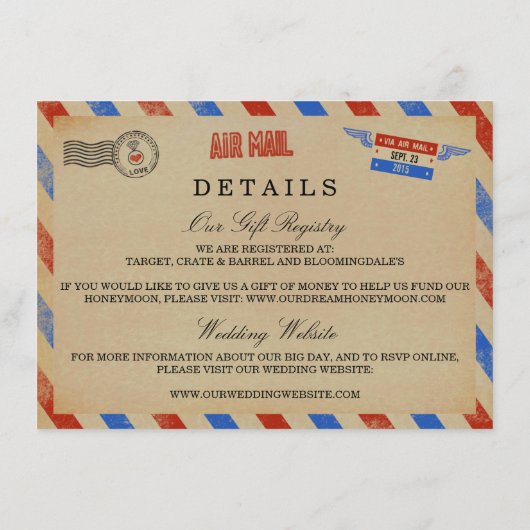 ヴィンテージエアメイルウェディングコレクション エンクロージャーカード (裏面)