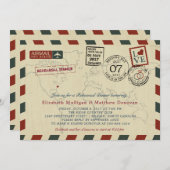 ヴィンテージエアメールノースカロライナのリハーサルディナー 招待状 (正面/裏面)