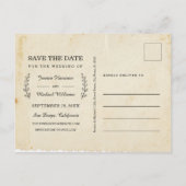 ヴィンテージエアメール切手タイポグラフィ日付の保存 インビテーションポストカード (裏面)