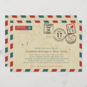 ヴィンテージエアメール結婚ワールドトラベラー 招待状 (正面/裏面)