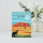 ヴィンテージエアーズロックオーストラリアKangaroos旅行 ポストカード (スタンド正面)