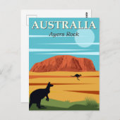ヴィンテージエアーズロックオーストラリアKangaroos旅行 ポストカード (正面/裏面)