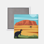 ヴィンテージエアーズロックオーストラリアKangaroos旅行 マグネット (正面/裏面)