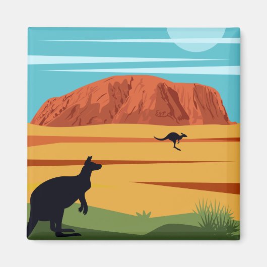 ヴィンテージエアーズロックオーストラリアKangaroos旅行 マグネット (正面)