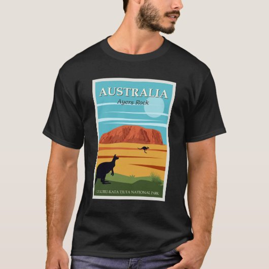 ヴィンテージエアーズロックオーストラリアKangaroos旅行 Tシャツ (正面)