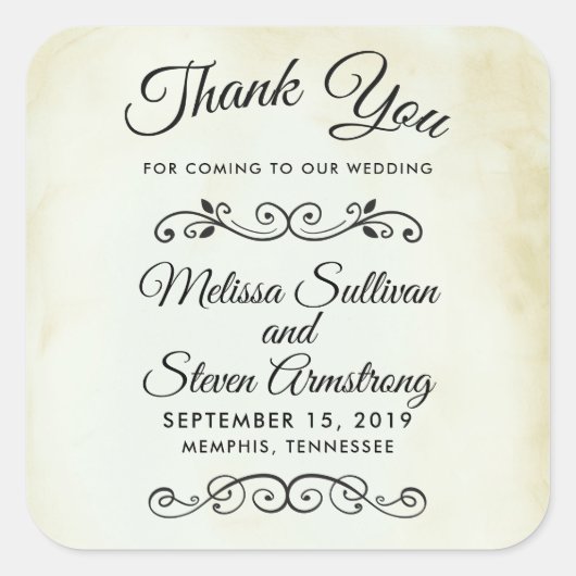 ヴィンテージエイジングウェスタンスタイル結婚ズサンキュー スクエアシール (正面)