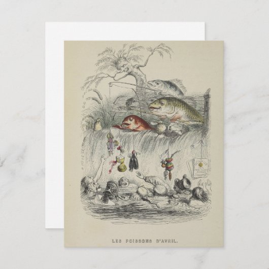ヴィンテージエイプリルフールズユーモアグランドビル魚釣り シーズンカード (正面/裏面)