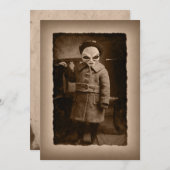 ヴィンテージエイリアンの幼児ハロウィンパーティー 招待状 (正面/裏面)