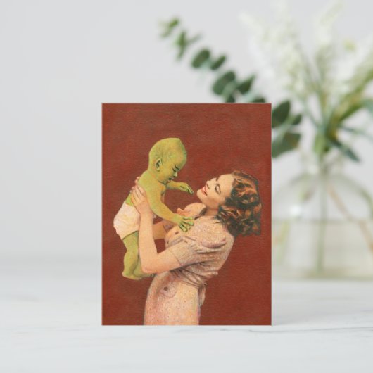 ヴィンテージエイリアンベビー及び母葉書 ポストカード (スタンド正面)