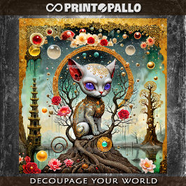 ヴィンテージエイリアンロココ猫 薄葉紙