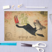 ヴィンテージエキゾチック熱帯トゥカン鳥フローラフランスの 薄葉紙 (クラフト)