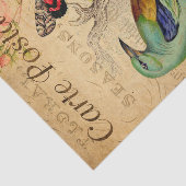 ヴィンテージエキゾチック緑の鳥と蝶フランスの 薄葉紙 (詳細)