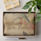 ヴィンテージエキゾチック緑の鳥と蝶フランスの 薄葉紙 (ギフト)