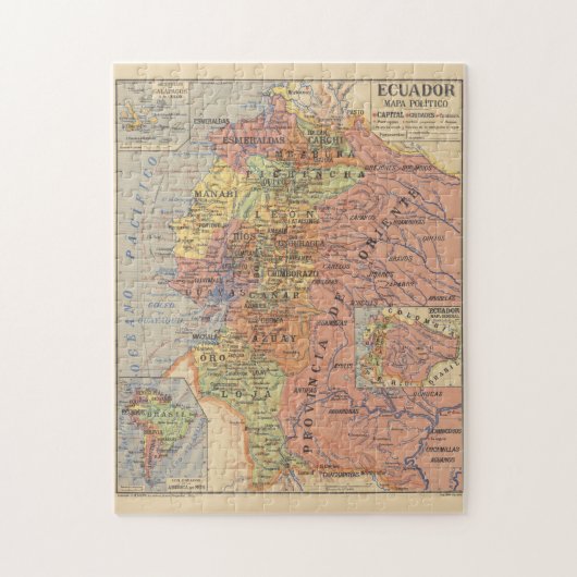 ヴィンテージエクアドルの地図(1913年) ジグソーパズル (縦)