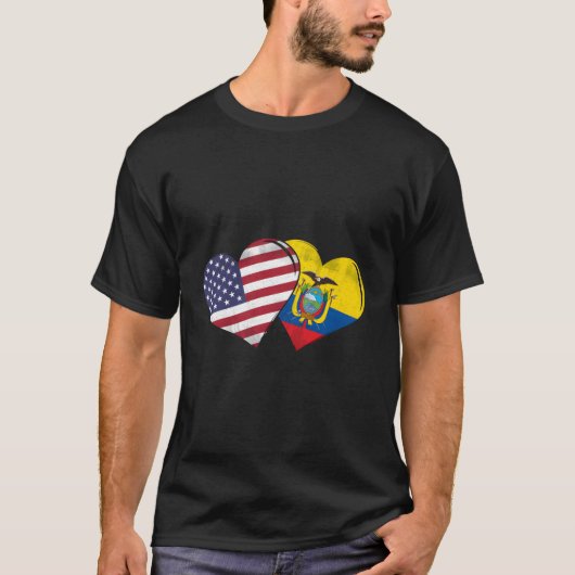 ヴィンテージエクアドル – エクアドル国旗ハート(Ecuadori) Tシャツ (正面)