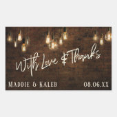 ヴィンテージエジソンライト付きレンガ 愛と感謝を込めて 長方形シール (正面)