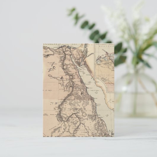 ヴィンテージエジプトとナイルの地図（1885年） ポストカード (スタンド正面)