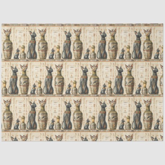 ヴィンテージエジプトのバステット猫の神の象形文字 薄葉紙 (正面)