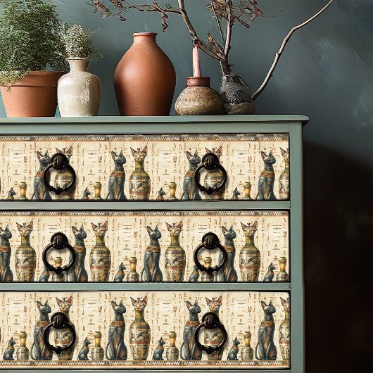 ヴィンテージエジプトのバステット猫の神の象形文字 薄葉紙