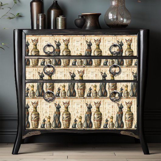 ヴィンテージエジプトのバステット猫の神の象形文字 薄葉紙