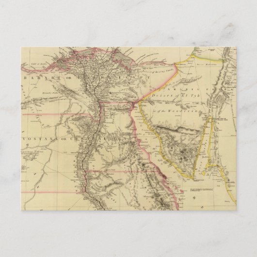 ヴィンテージエジプトの地図（1832年） ポストカード (正面)