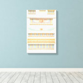 ヴィンテージエジプトの建築のカラーラインアート キャンバスプリント (インサイチュ (ウッドフロア))