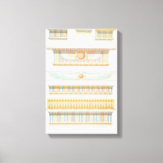 ヴィンテージエジプトの建築のカラーラインアート キャンバスプリント